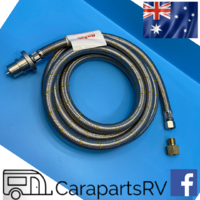 3m Caravan Braided Gas Bayonet Hose & 3/8 FSAE Adaptor, suit Weber BBQ OR Gas Ring.