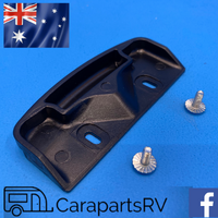 STRIKER PLATE AND 2 X FASTENING SCREWS FOR CAMEC 3P TRIPLE LOCKING CARAVAN DOOR.