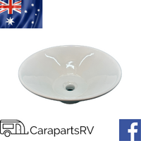 Round White Caravan Vanity Basin. Stylish in Gloss White. 420mm Dia.x 170mm High