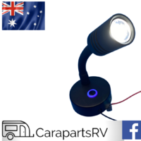 BLACK 12V LED CARAVAN READING LIGHT, DIMMABLE WITH NIGHT LIGHT & USB PORT 